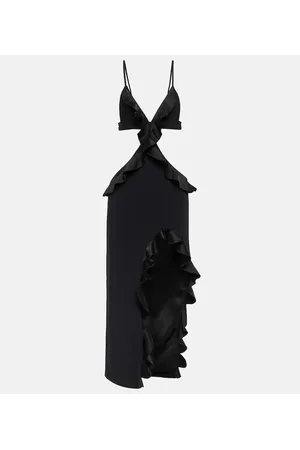 DAVID KOMA Vestido midi asimétrico con volantes