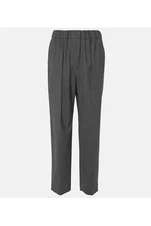 Brunello Cucinelli Pantalones rectos de mezcla de lana