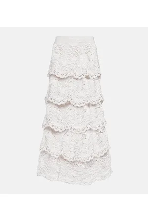 Oscar de la Renta Falda midi en croché de algodón