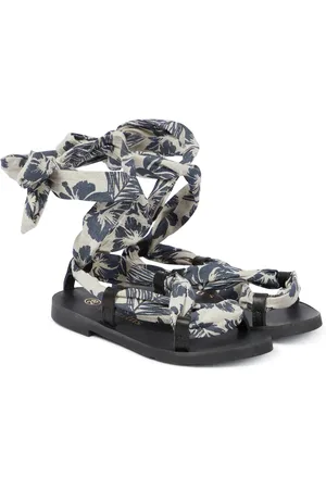 The New Society Sandalias Hibiscus de lona y piel