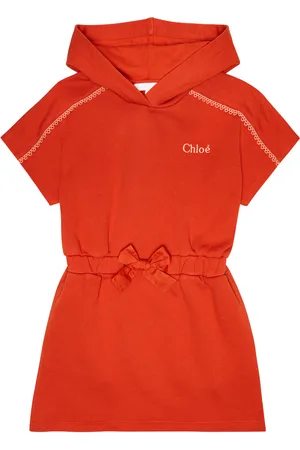 Chloé Chloé Kids Vestido corto de algodón con capucha