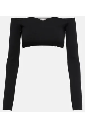 Nina Ricci Crop top en mezcla de lana sin hombros