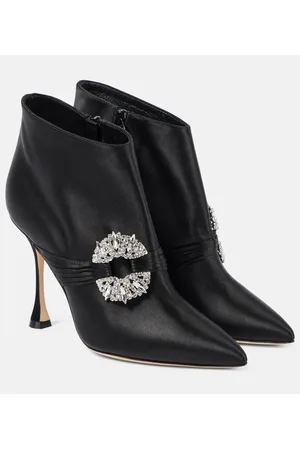 Manolo Blahnik Botines Prabina 105 de satén adornados