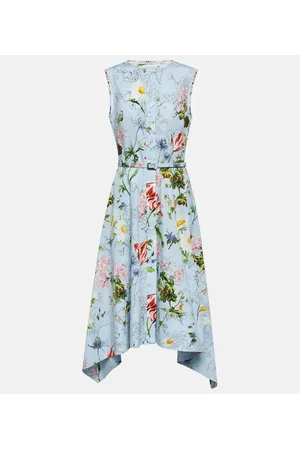 Oscar de la Renta Vestido midi en mezcla de algodón floral