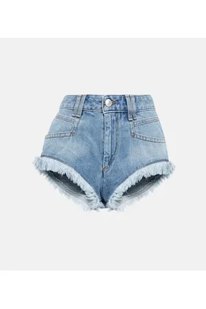 Marant Etoile Shorts Eneidao en denim con flecos
