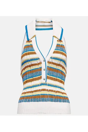 VERONICA BEARD Top Lirra a rayas con cuello halter