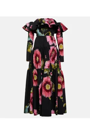 Giambattista Valli Vestido largo de algodón sin hombros