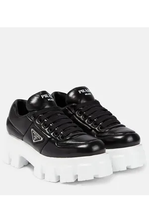 Prada Zapatillas de piel napa con plataforma