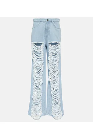 DION LEE Jeans anchos desgastados de tiro bajo