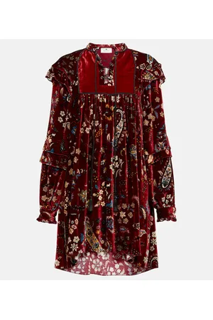 Etro Vestido corto de terciopelo de paisley