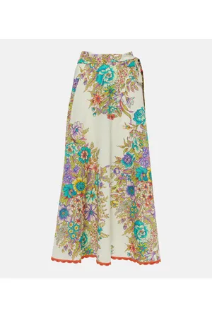 Etro Falda midi de algodón y seda floral