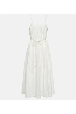 ULLA JOHNSON Vestido midi Leela en popelín de algodón