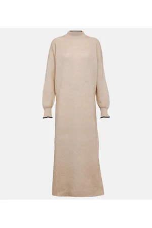 Brunello Cucinelli Vestido midi de algodón y alpaca
