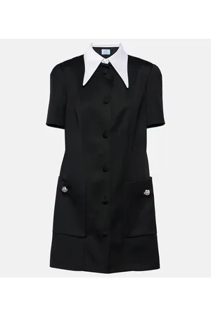 Prada Vestido camisero de satén de lana