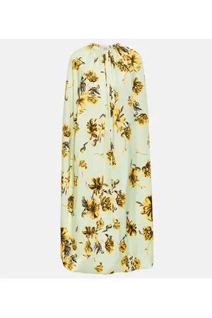 Jil Sander Vestido midi con capa floral