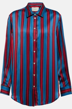 ASCENO Camisa London de seda a rayas