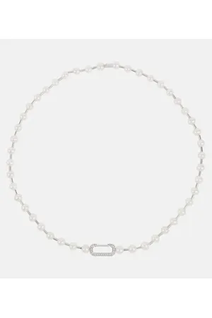 Eera Eéra Collar Vita de oro blanco de 18ct con perlas y diamantes