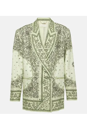 ZIMMERMANN Blazer Matchmaker de lino estampada