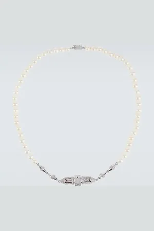 Rainbow K Collar Majesty en oro de 14 ct con perlas y diamantes