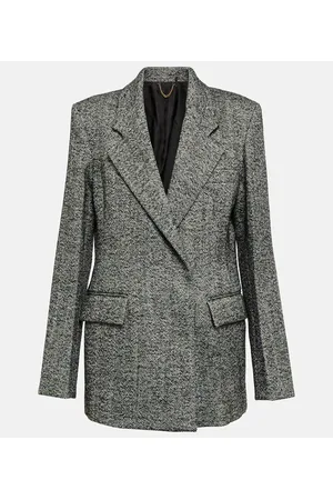 Victoria Beckham Blazer de mezcla de lana espigado