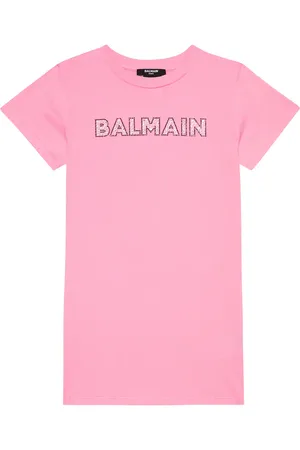 Balmain Vestido en jersey de algodón con logo