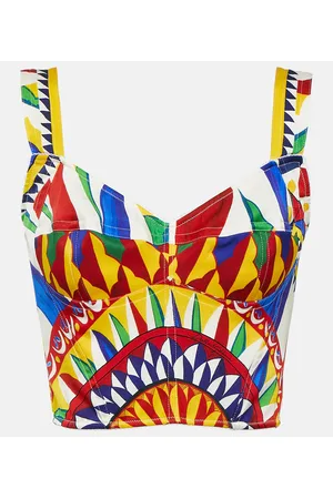 Dolce & Gabbana Top bustier en mezcla de seda estampado