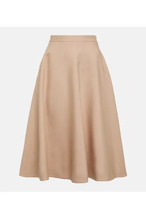 VALENTINO Falda midi de Crepe Couture con VGold