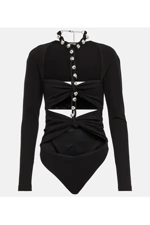 AREA Body Chain-link de jersey con cristales