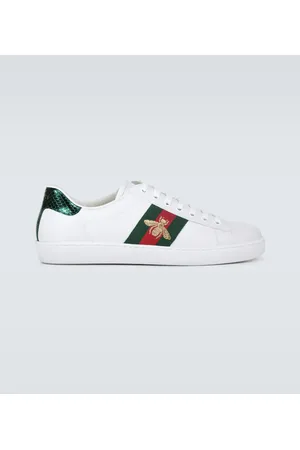 Gucci Zapatillas Ace de piel con Web