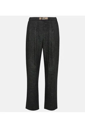 Brunello Cucinelli Pantalones rectos plisados de tiro medio