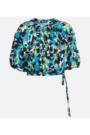 Diane von Furstenberg Top Dario en mezcla de algodón floral