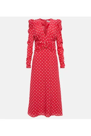 Alessandra Rich Vestido midi de seda con lunares