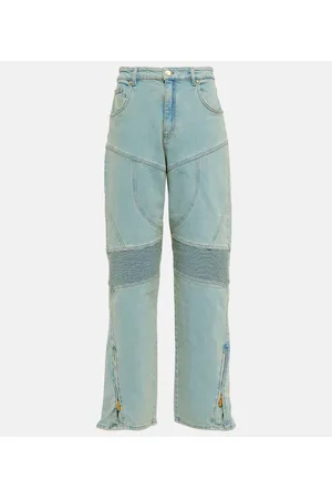 BLUMARINE Jeans anchos de tiro alto con paneles