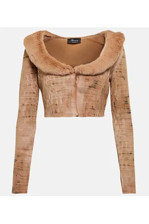 BLUMARINE Cárdigan cropped con pelo sintético