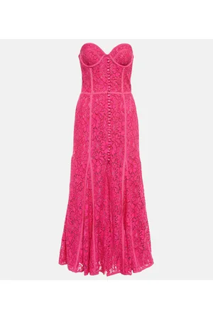 Costarellos Vestido largo Elodie de encaje bustier