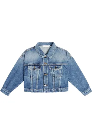 Palm Angels Chaqueta cropped de denim con logo