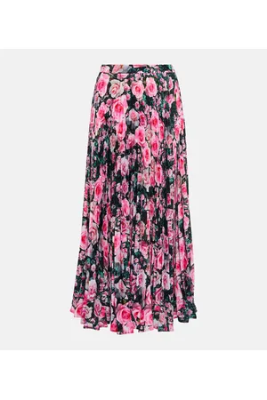 Christopher Kane Falda midi plisada de tiro alto floral