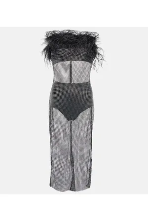 GIUSEPPE DI MORABITO Vestido midi adornado con plumas