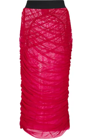 DRIES VAN NOTEN Falda midi de malla drapeada
