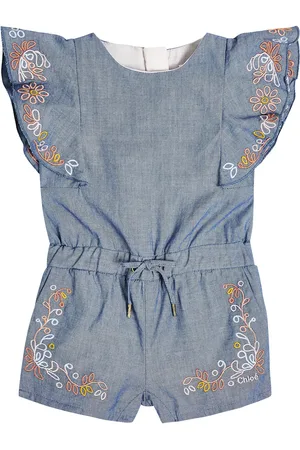 Chloé Chloé Kids Bebé - mono de chambray de algodón bordado
