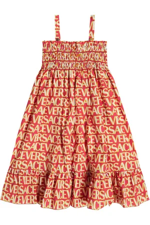 VERSACE Vestido en popelín de algodón estampado