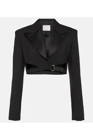 DION LEE Blazer cropped con detalle de hebilla