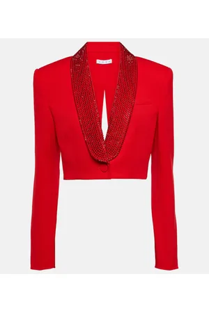 AREA Blazer cropped de lana con cristales