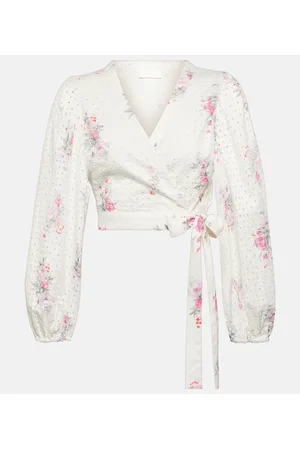 LOVESHACKFANCY Crop top Kinza de algodón floral