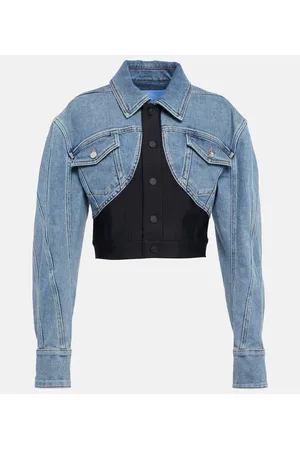 MUGLER Chaqueta cropped con paneles de denim