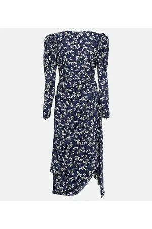 Alessandra Rich Vestido midi envolvente de seda estampado