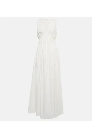 Brunello Cucinelli Vestido largo en mezcla de algodón