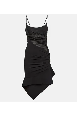 MUGLER Vestido corto asimétrico drapeado