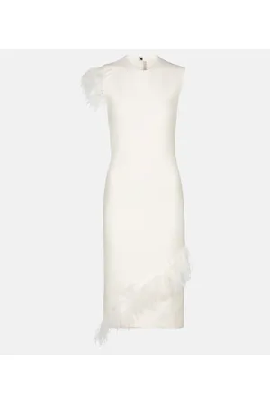 Christopher Kane Vestido midi con plumas