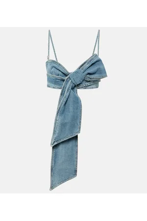 BLUMARINE Crop top de denim con lazo